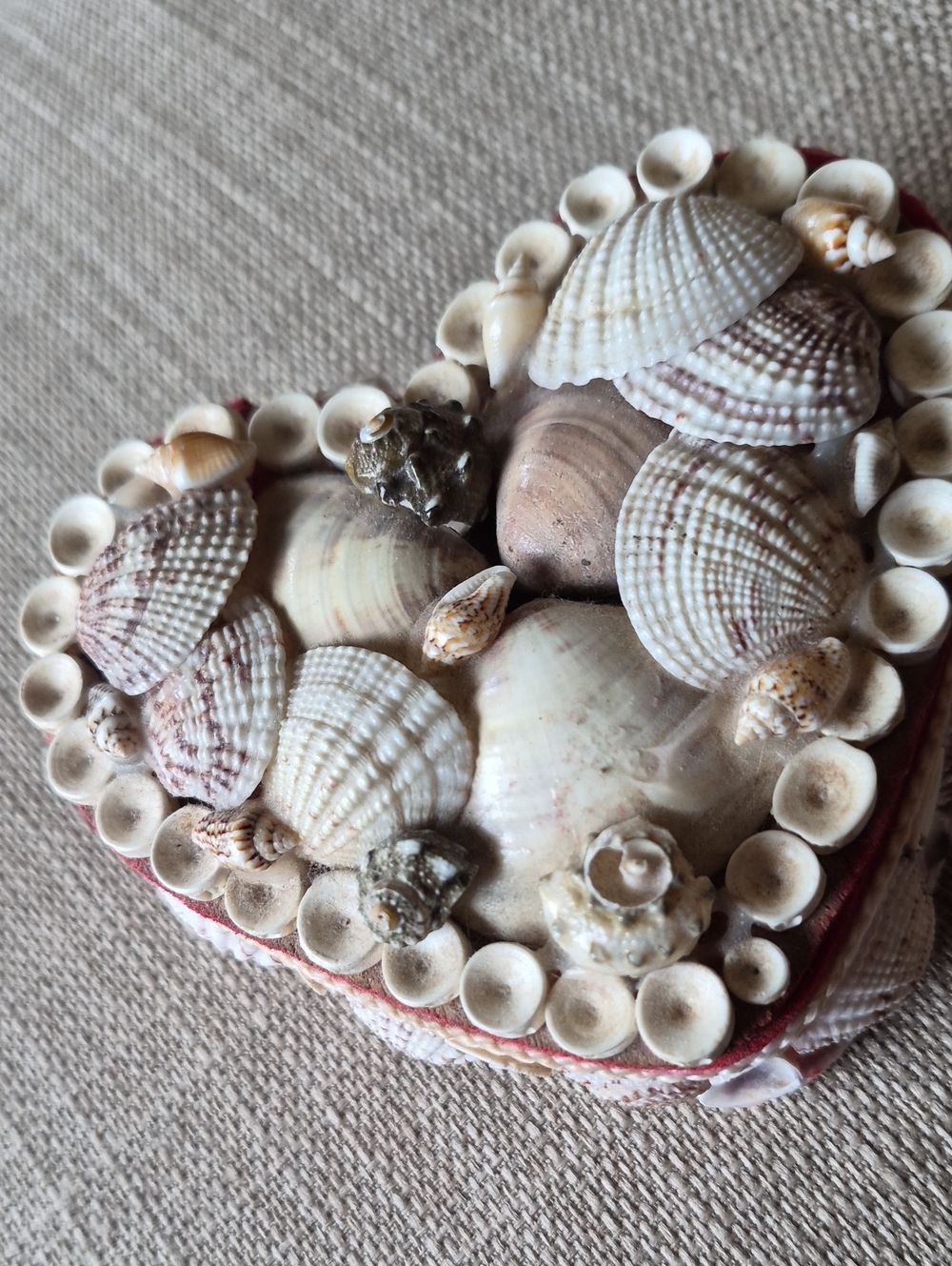 Shell-Embellished Heart Trinket Box - Natural Beige